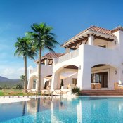 A photo of a home with a pool by it